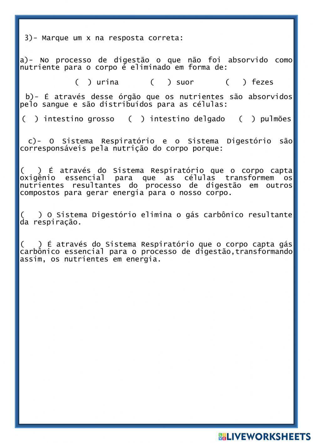 Sistema digestorio e respiratório