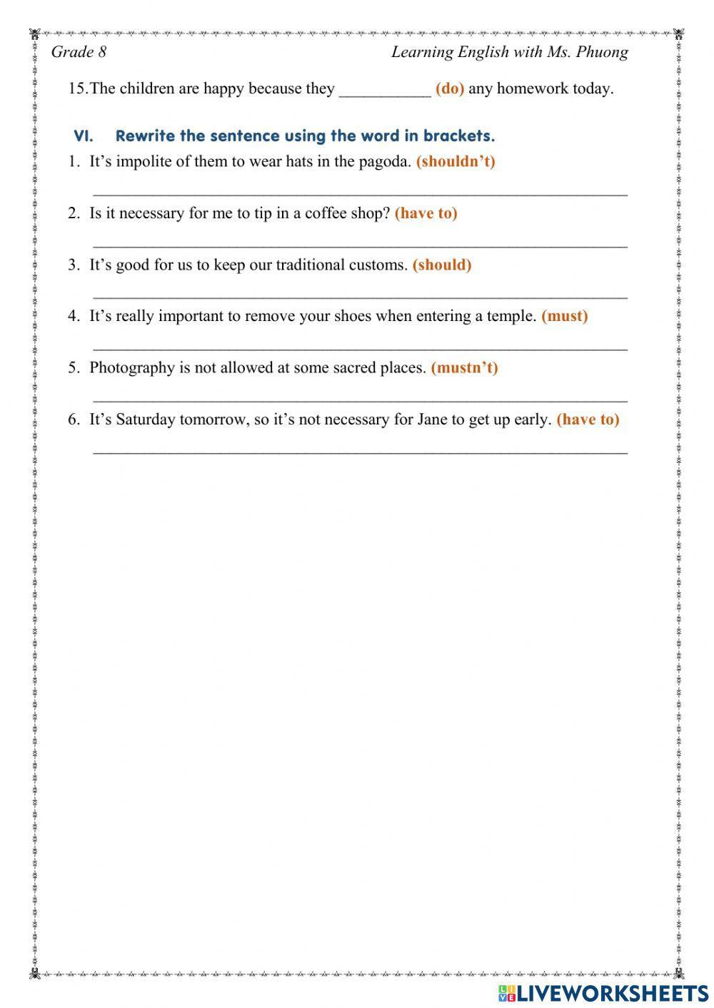 English 8 - Modal Verb