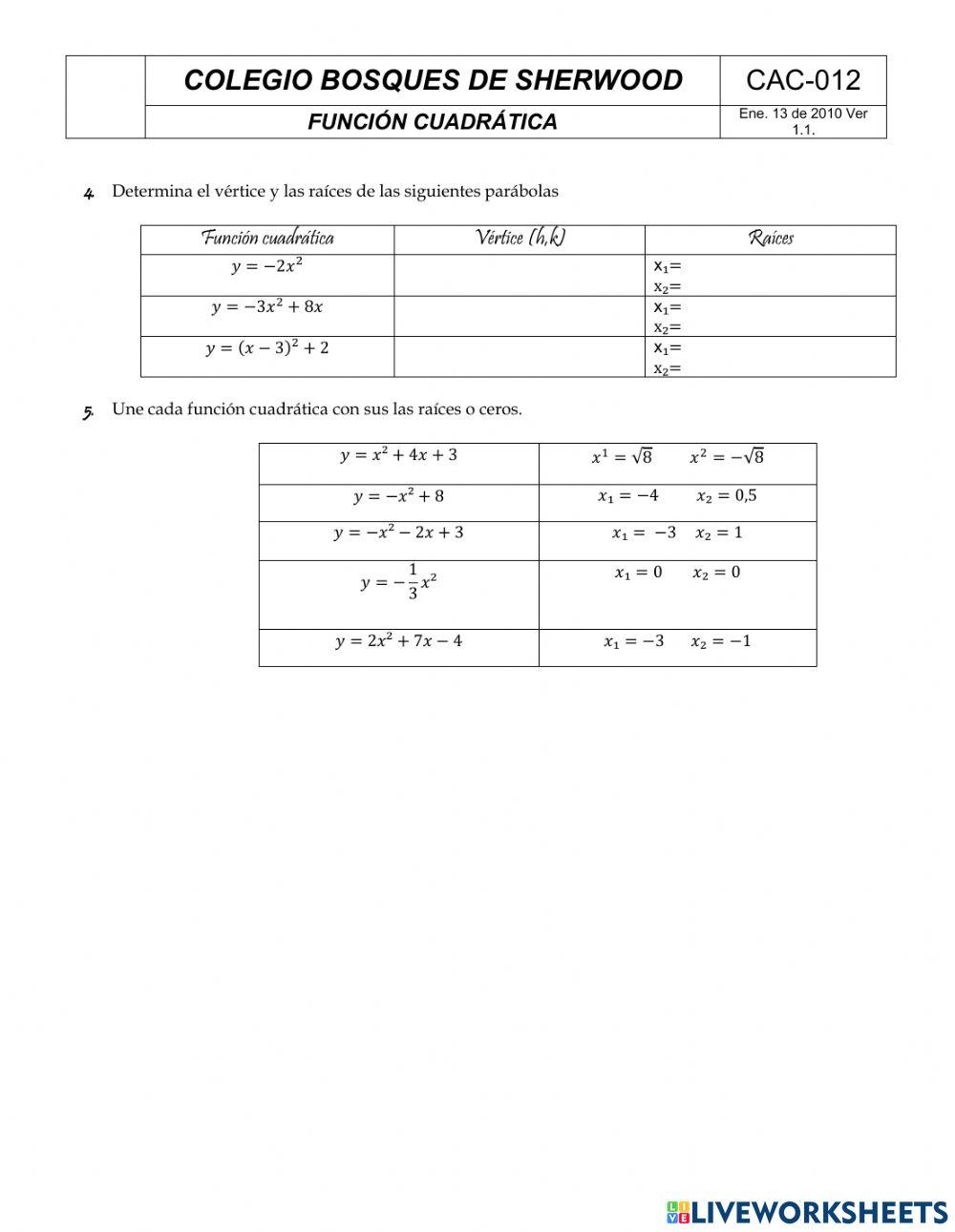 Función Cuadrática