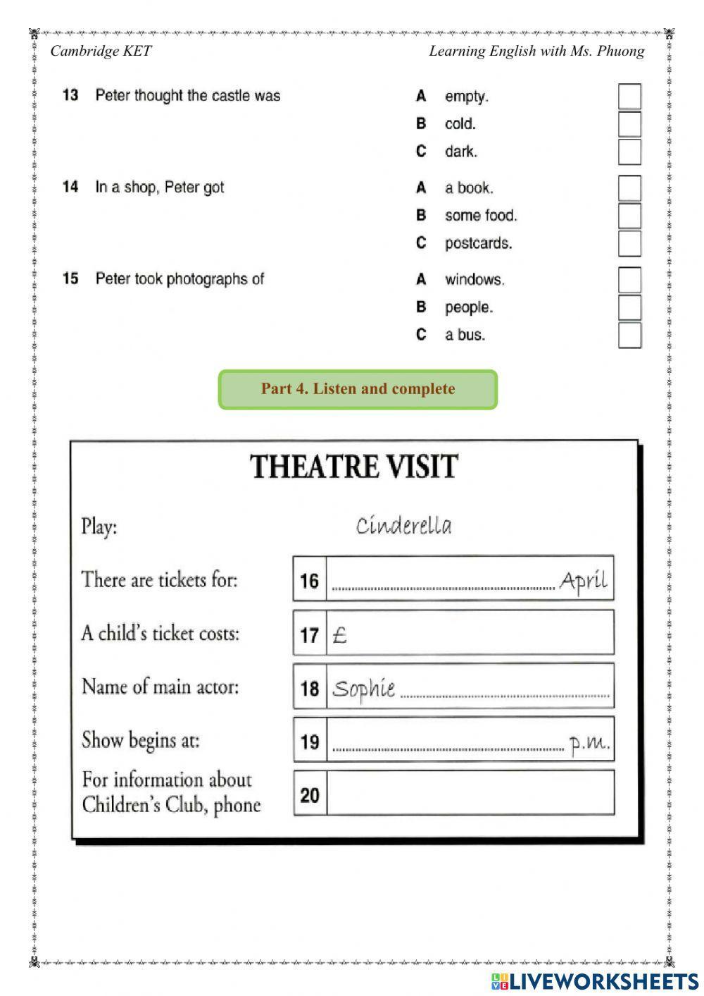 Cambridge KET - listening