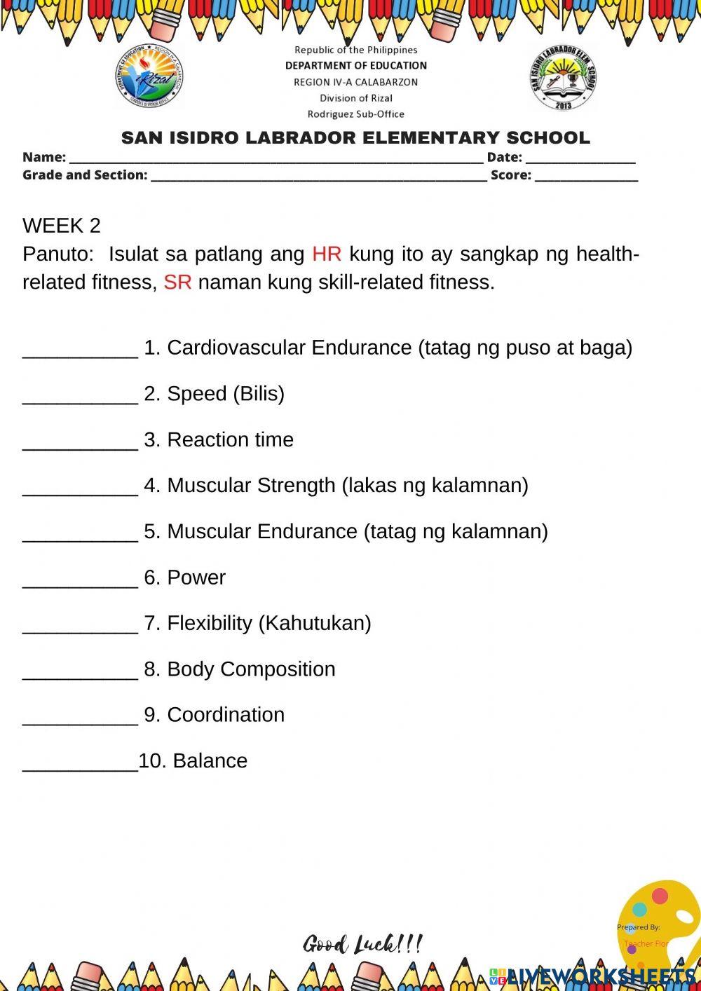 1q summative test in p.e 5
