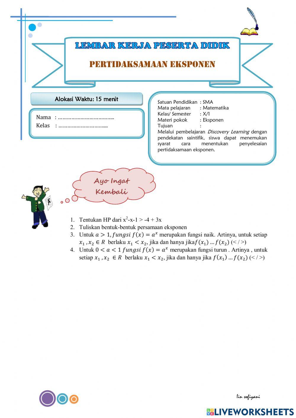 Lkpd persamaan eksponensial