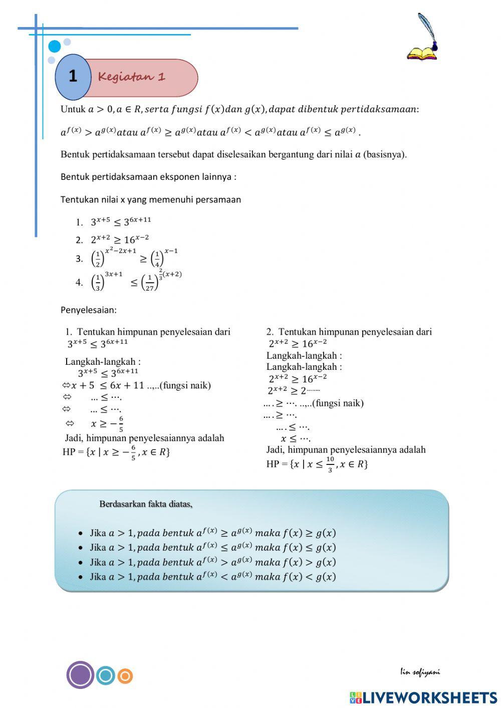 Lkpd persamaan eksponensial