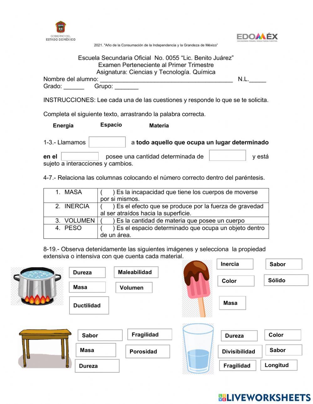 Examen parcial .quimica