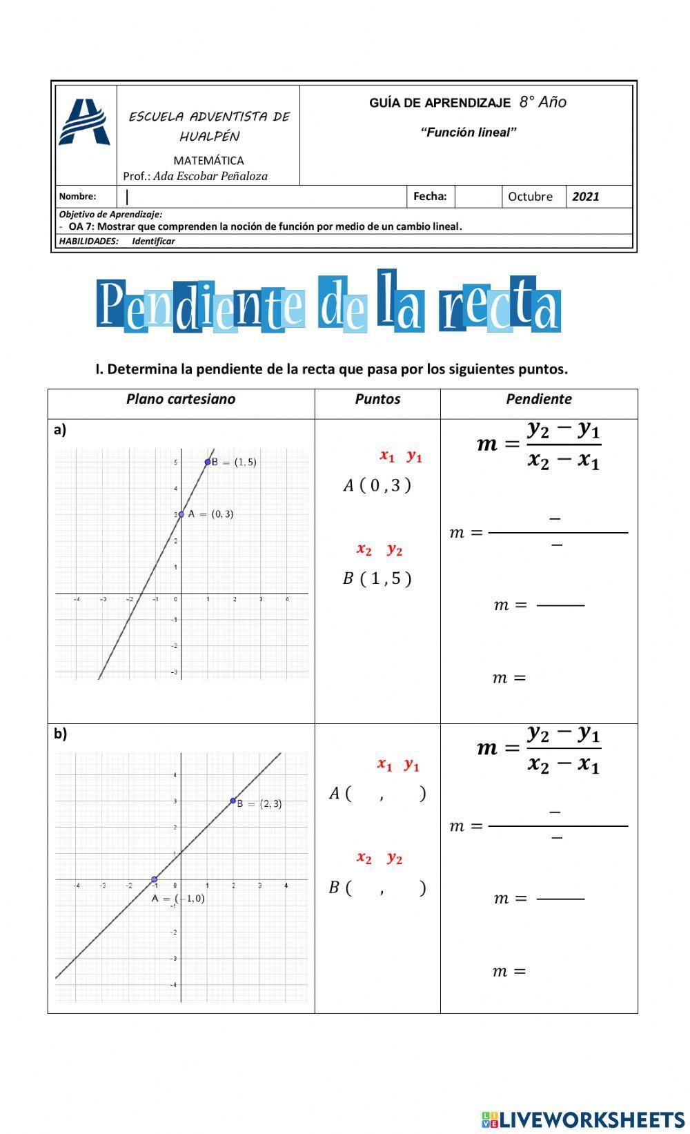 Pendiente de la recta
