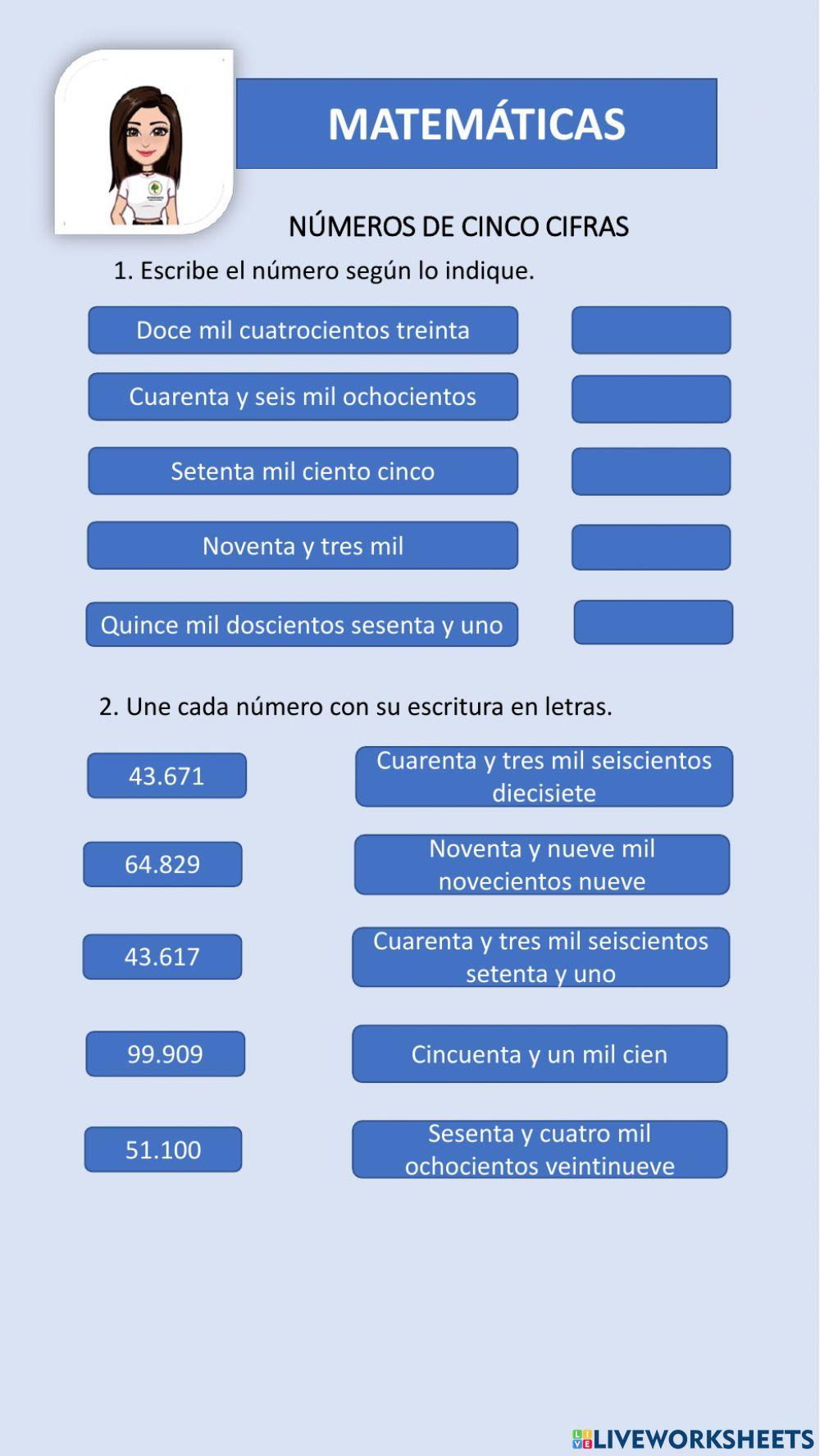 Números de cinco cifras