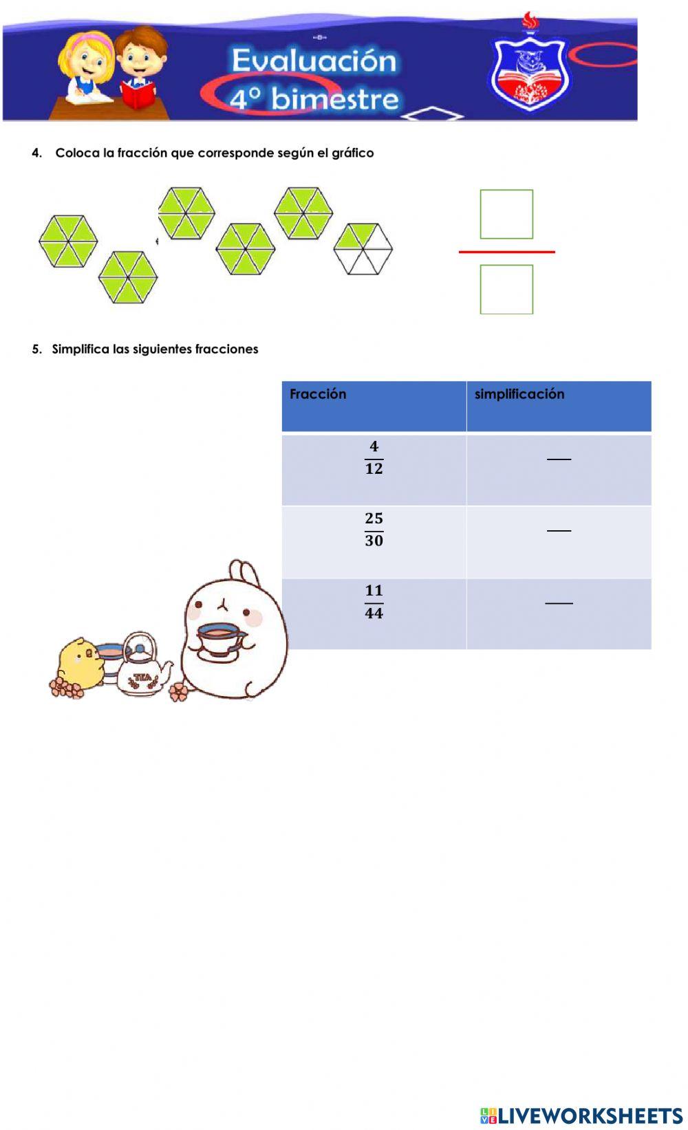 Evaluación matemáticas 3  -  4°bimestre