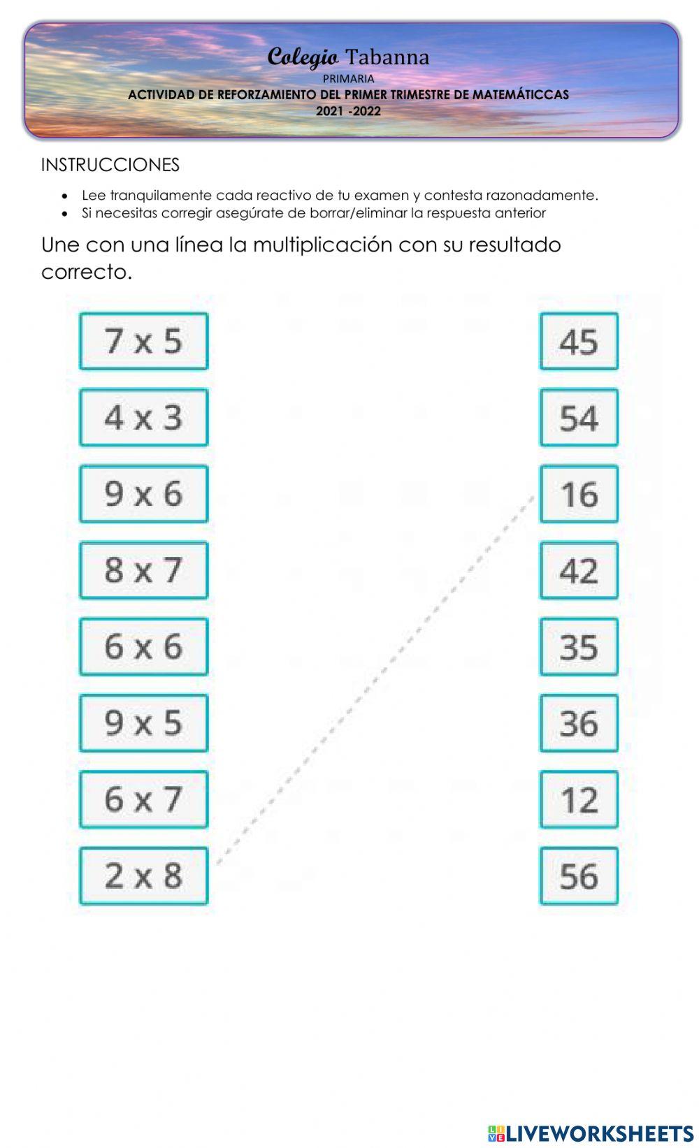 Examen de matemáticas