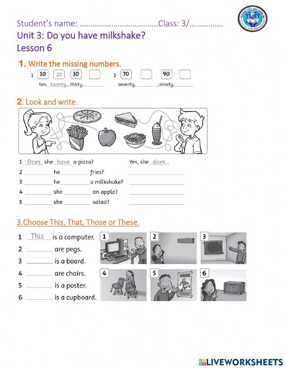 Ff3 unit 3 lesson 6 worksheet live worksheets