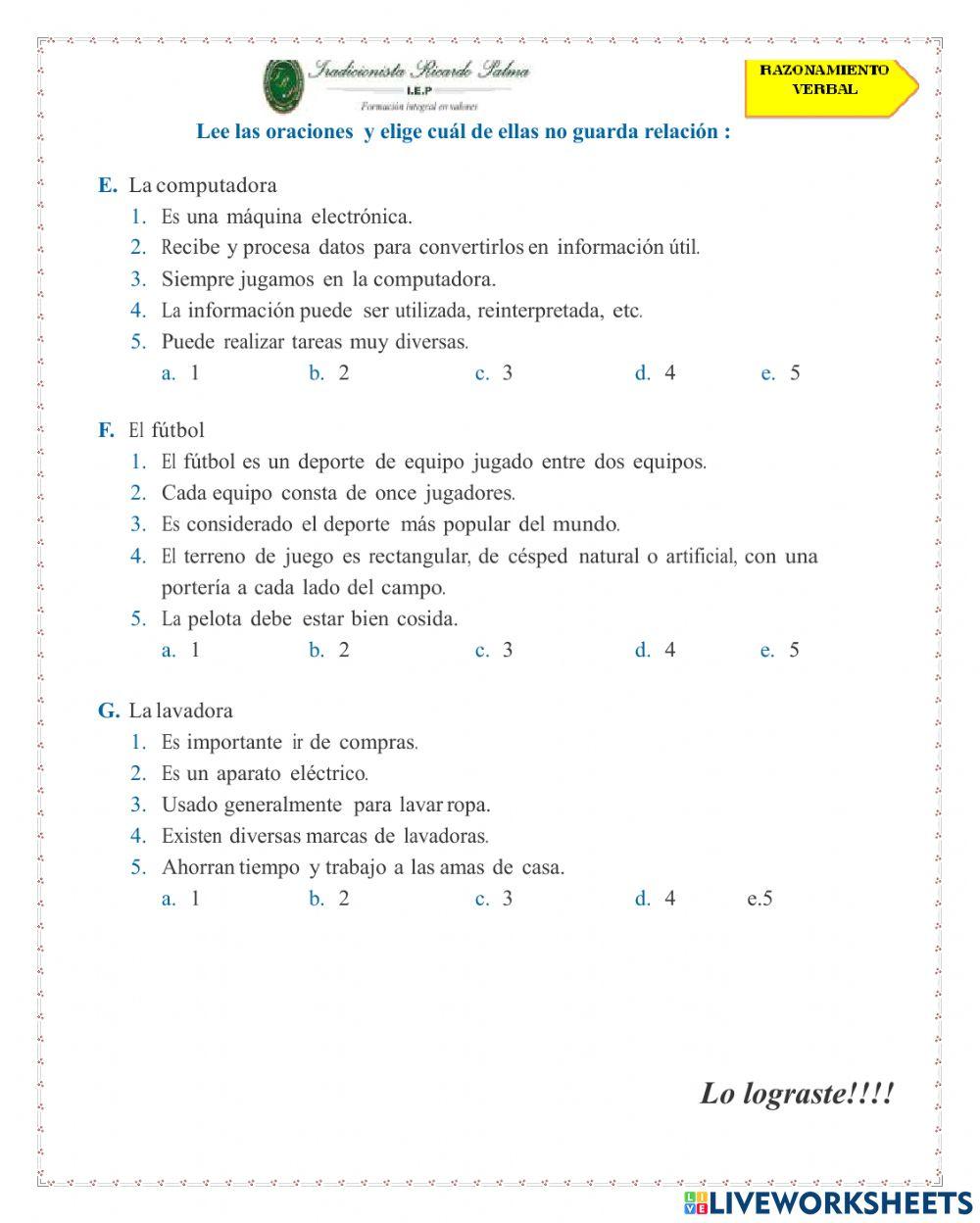 Ficha de razonamiento verbal