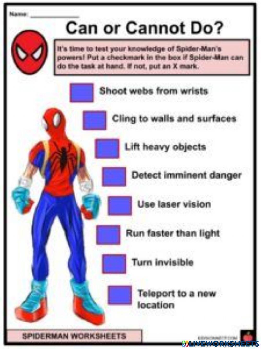 Spider - Man Workseet
