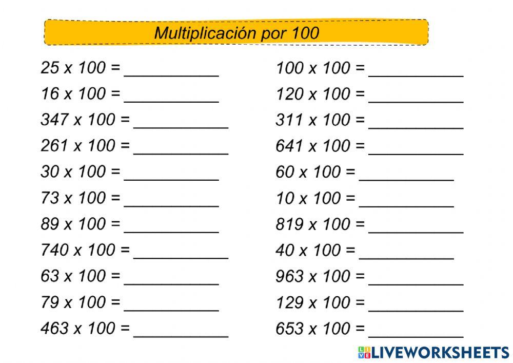 Multiplicación por 100