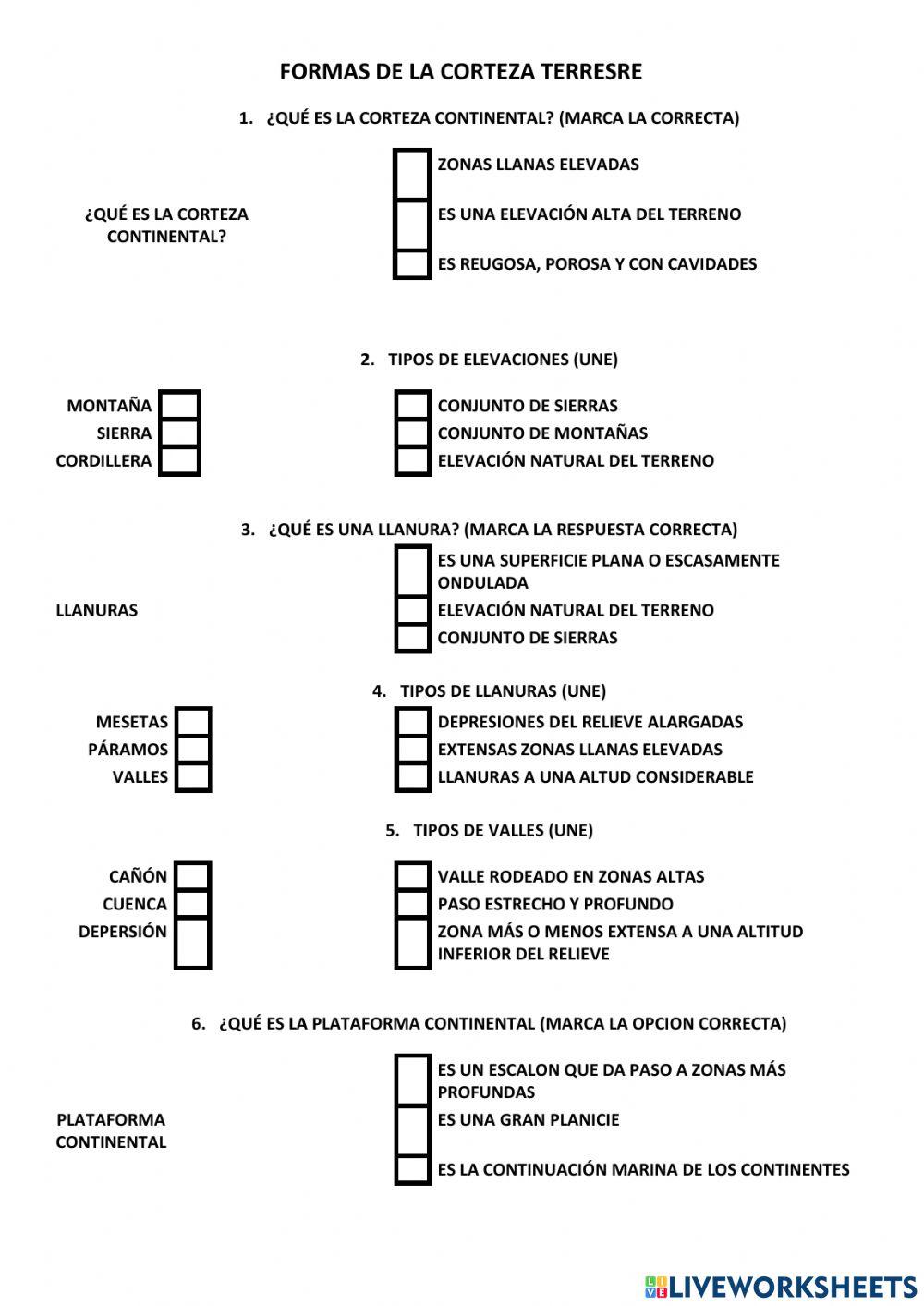 Formas de la corteza terrestre