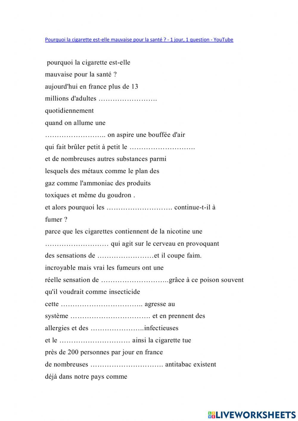 Tabac video un jour une question