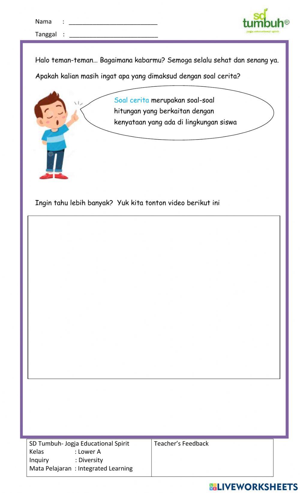 Integrated Learning-Soal Cerita Penjumlahan-Puluhan