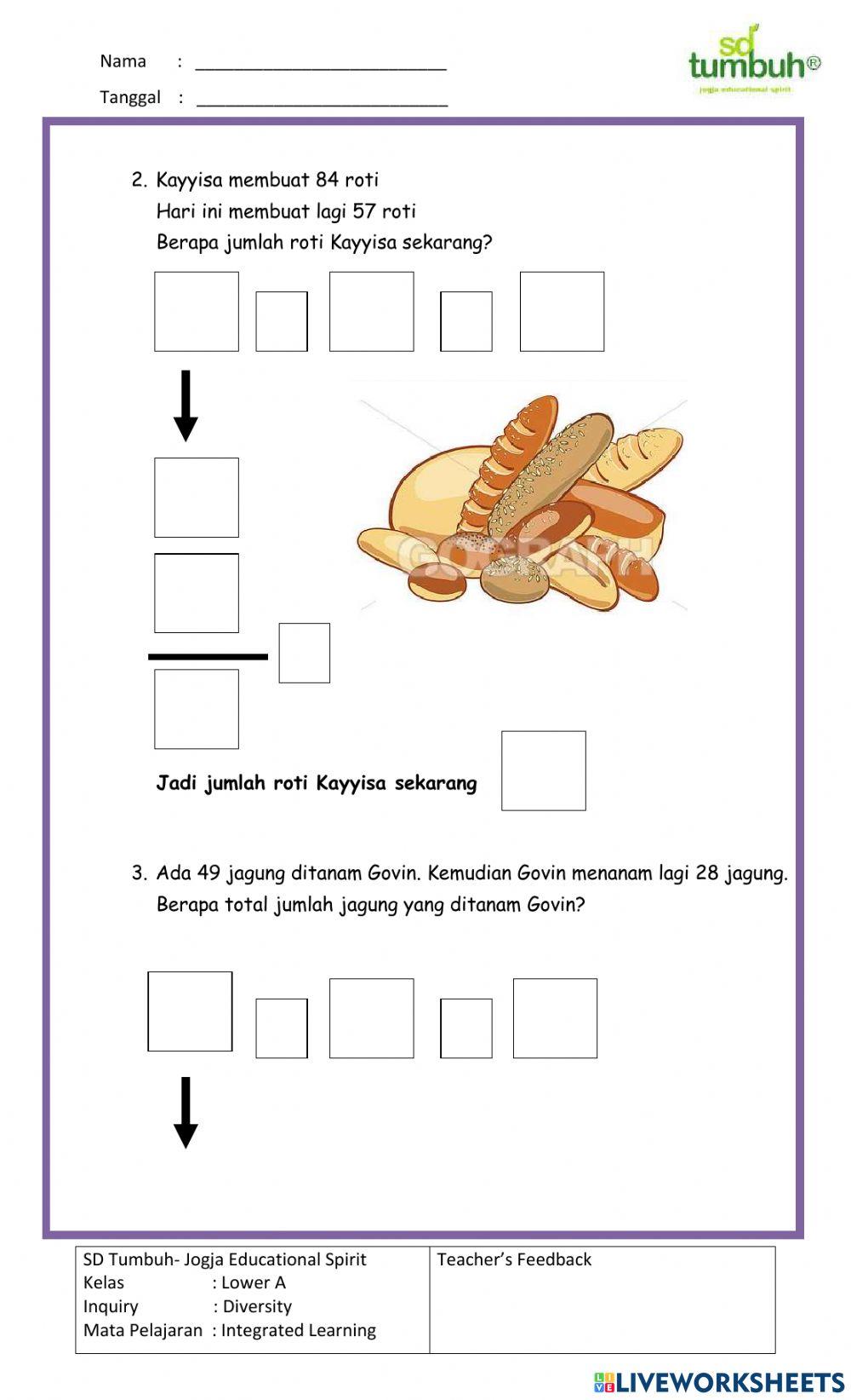 Integrated Learning-Soal Cerita Penjumlahan-Puluhan