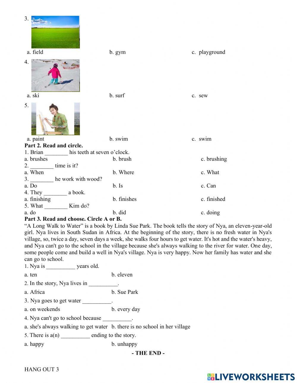 Progress Test - Grade 3 - Term 1