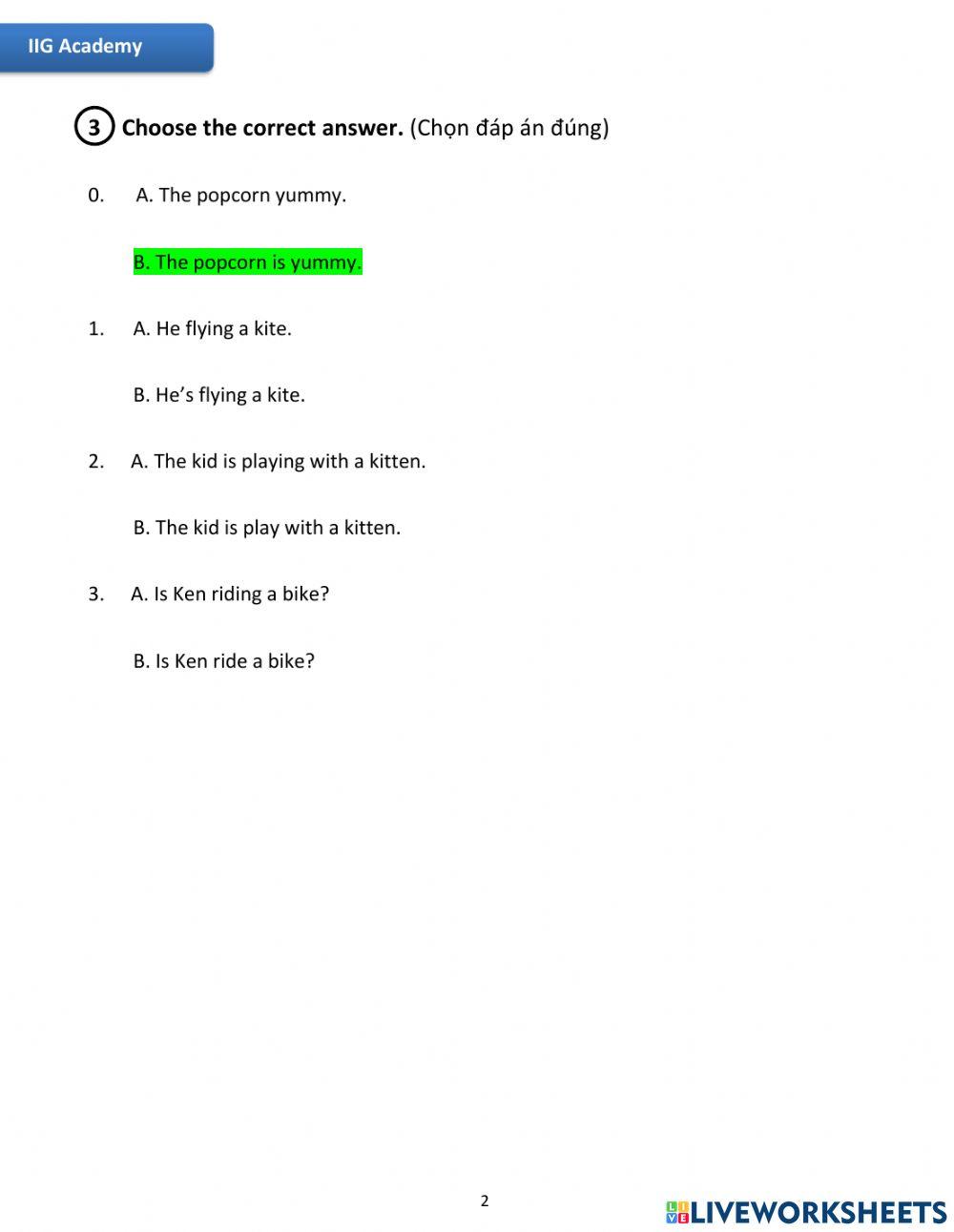 IIG-Grade 2-Worksheet 9