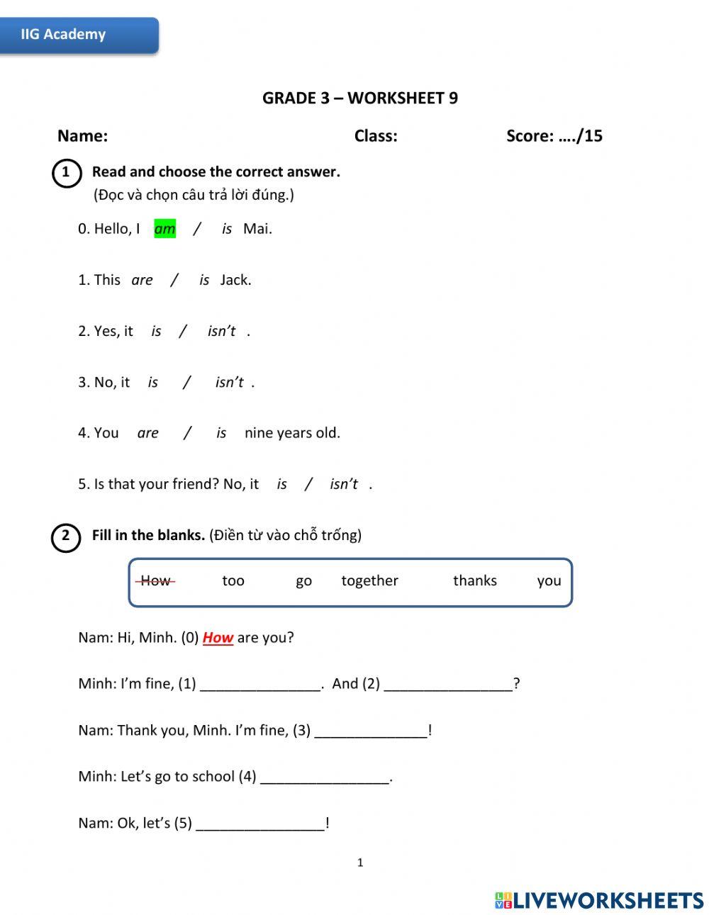 IIG-Grade 3-Worksheet 9