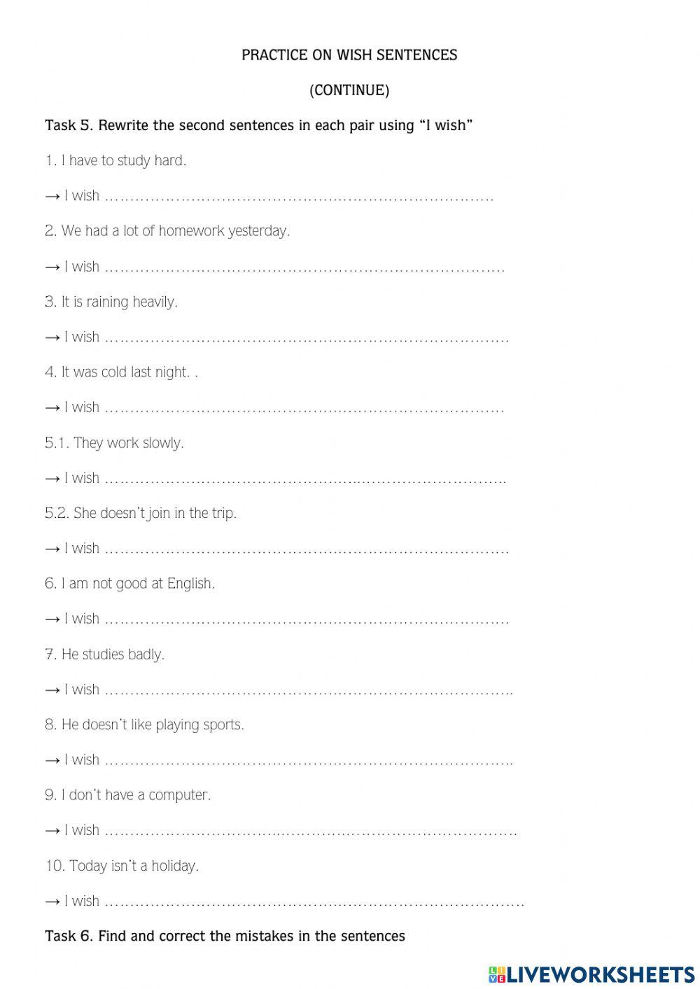 E9 - pracitce on wish sentences cont