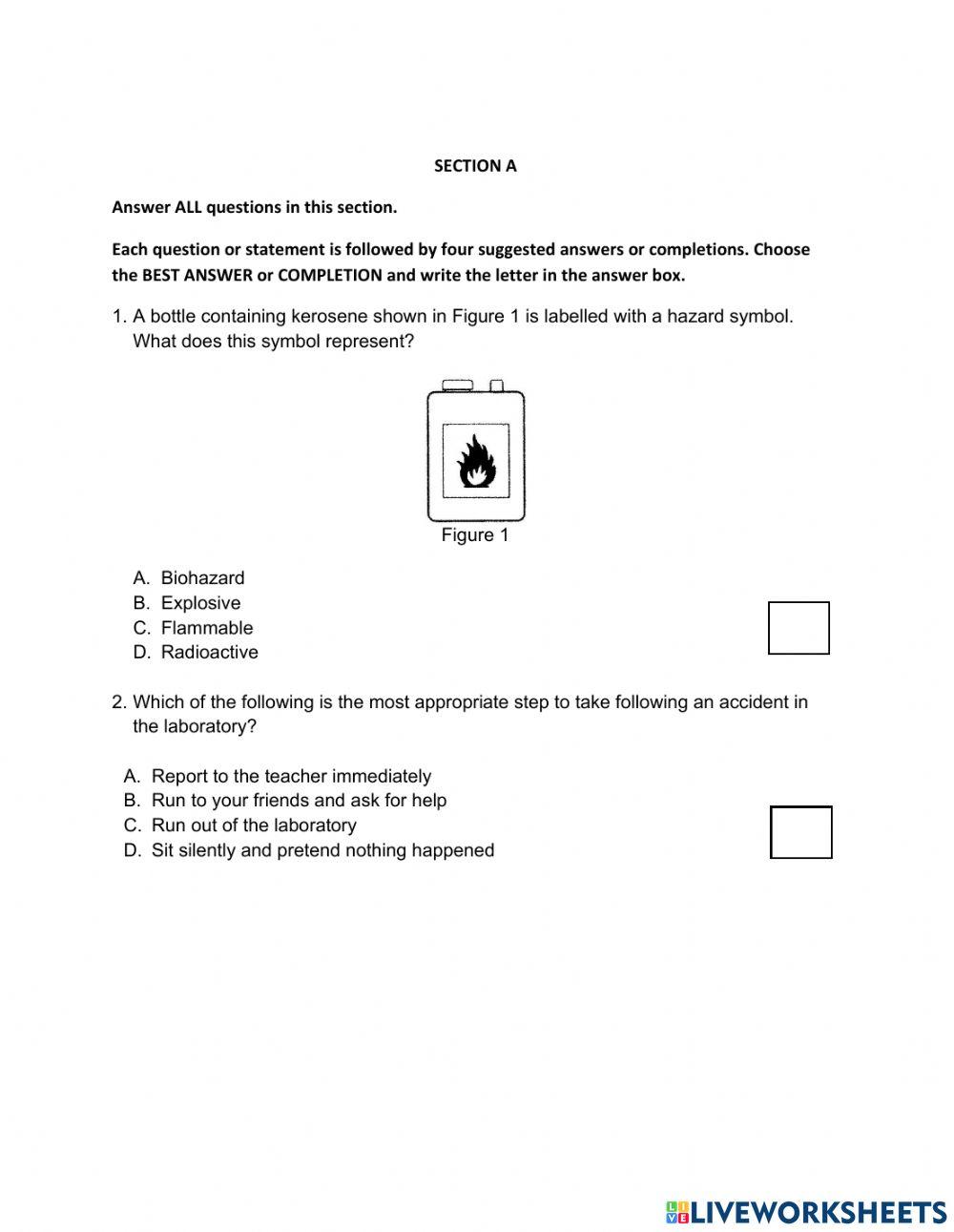 Year 8 online examination (question 1 to 10)