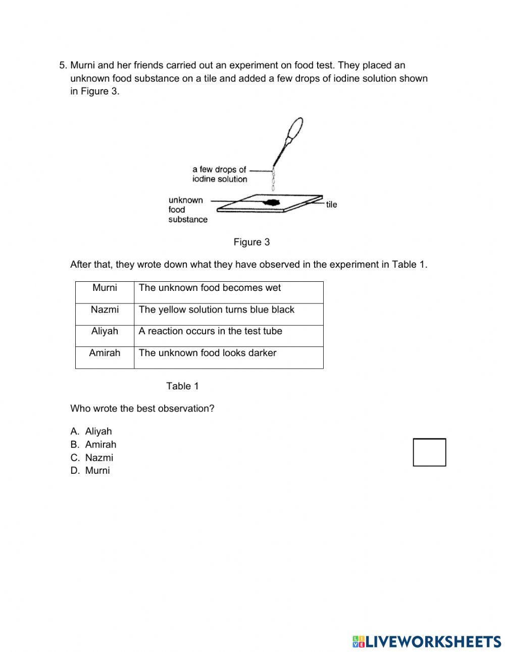 Year 8 online examination (question 1 to 10)