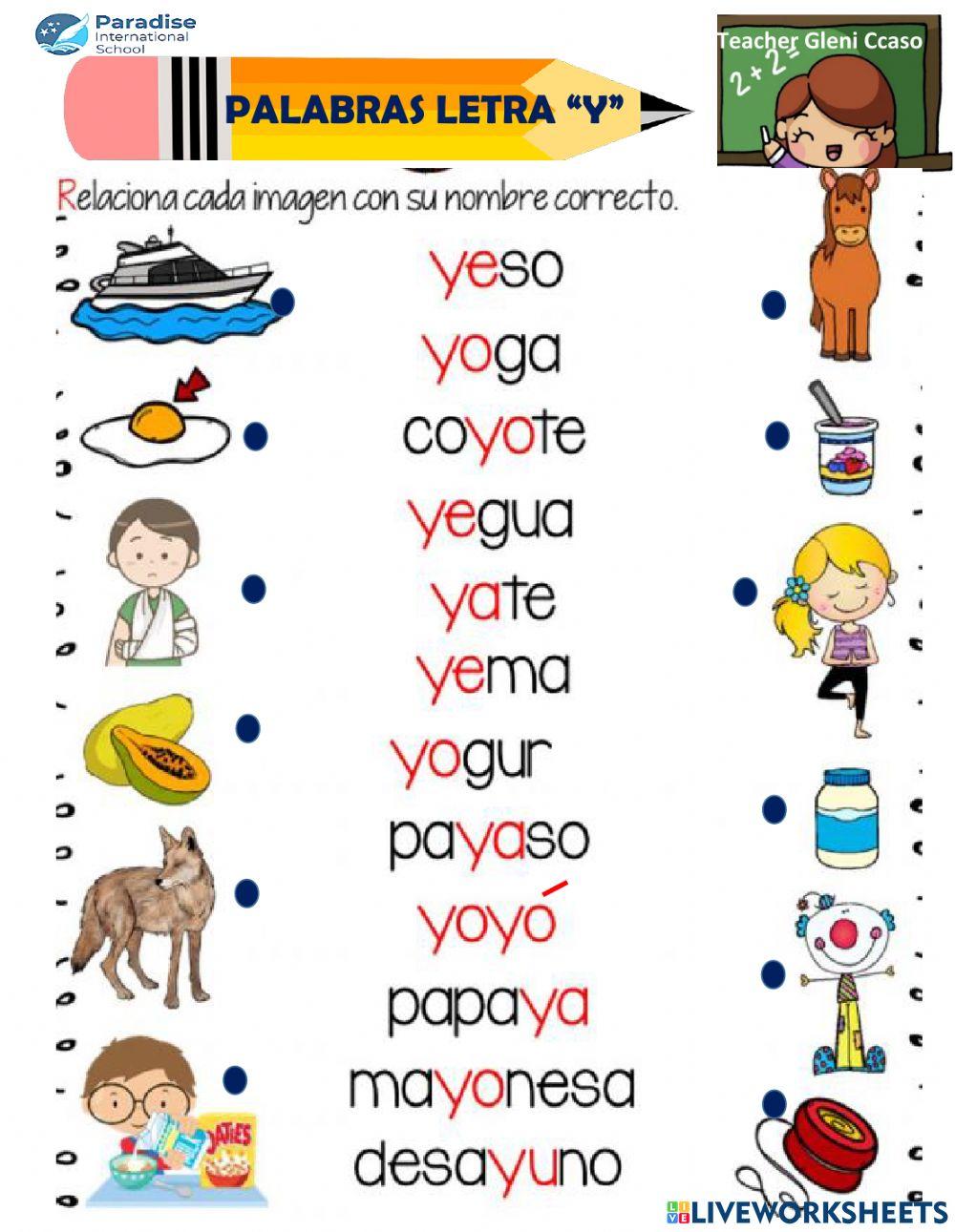 Ficha interactiva letra -y-