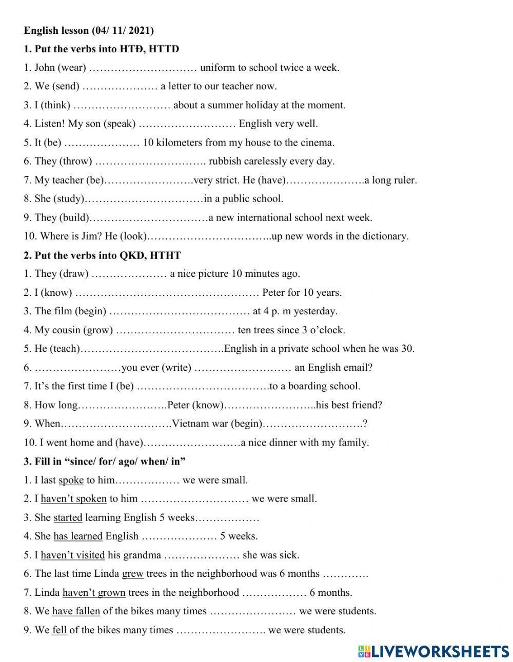 Group 5 Viết lại câu QKĐ-HTHT dạng 1