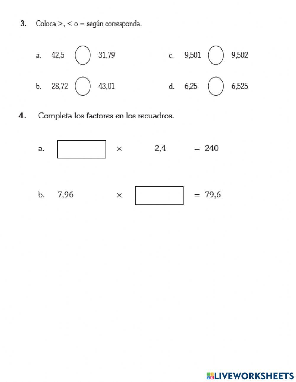 Práctica de aritmética