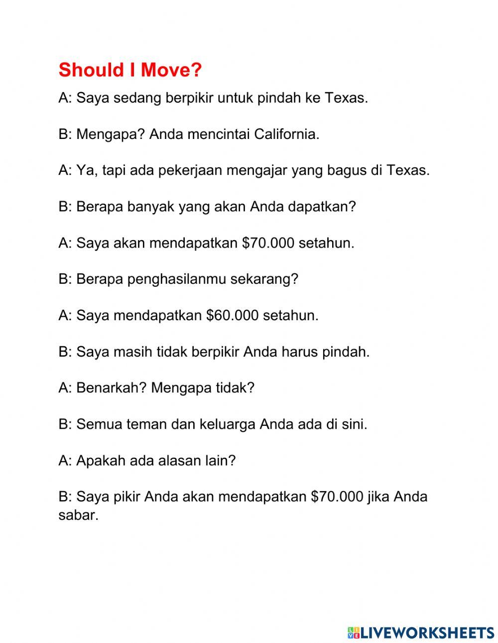 Speaking exercise 5th November