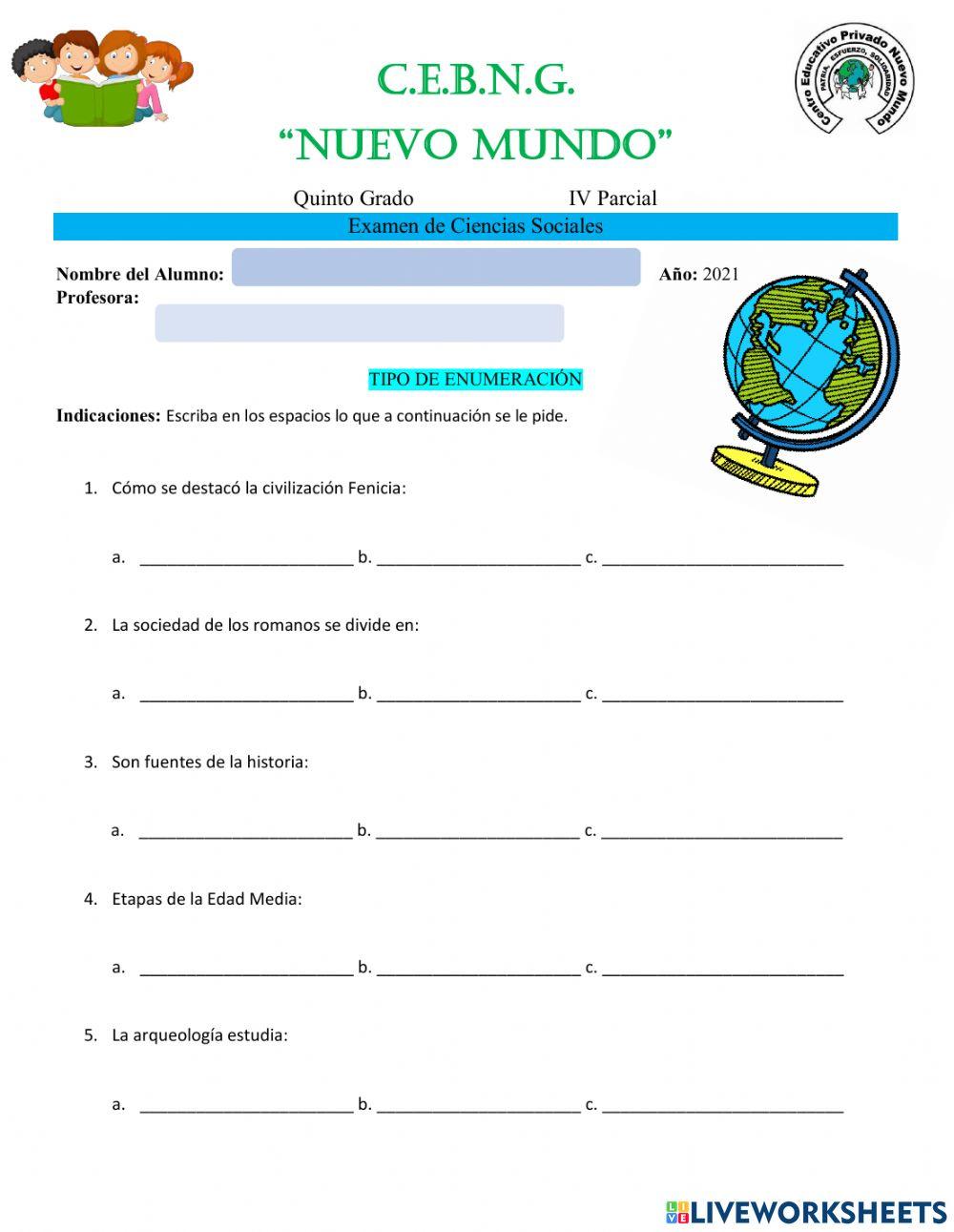 Examen de ciencias sociales
