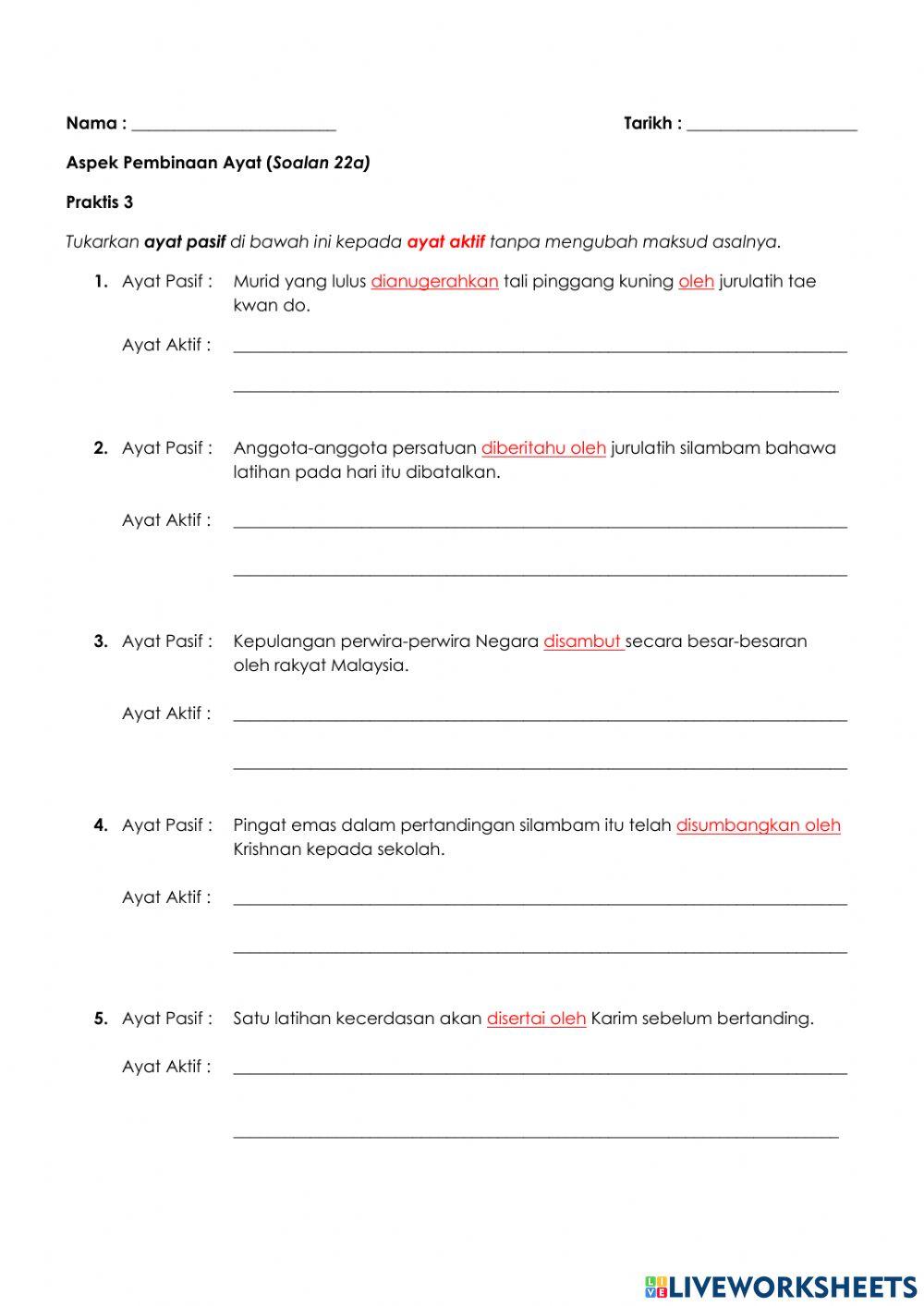 Ayat  Aktif  &  Ayat  Pasif