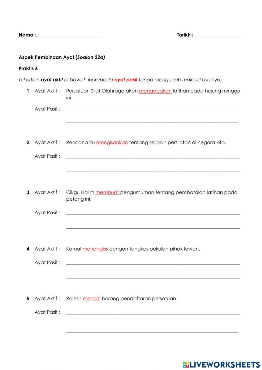 Ayat  Aktif  &  Ayat  Pasif