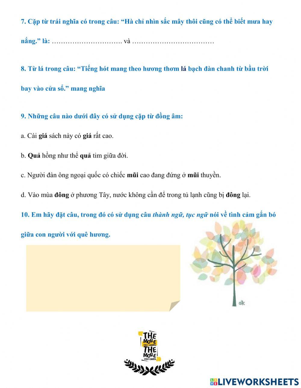 Bài tập ôn cuối tuần 7