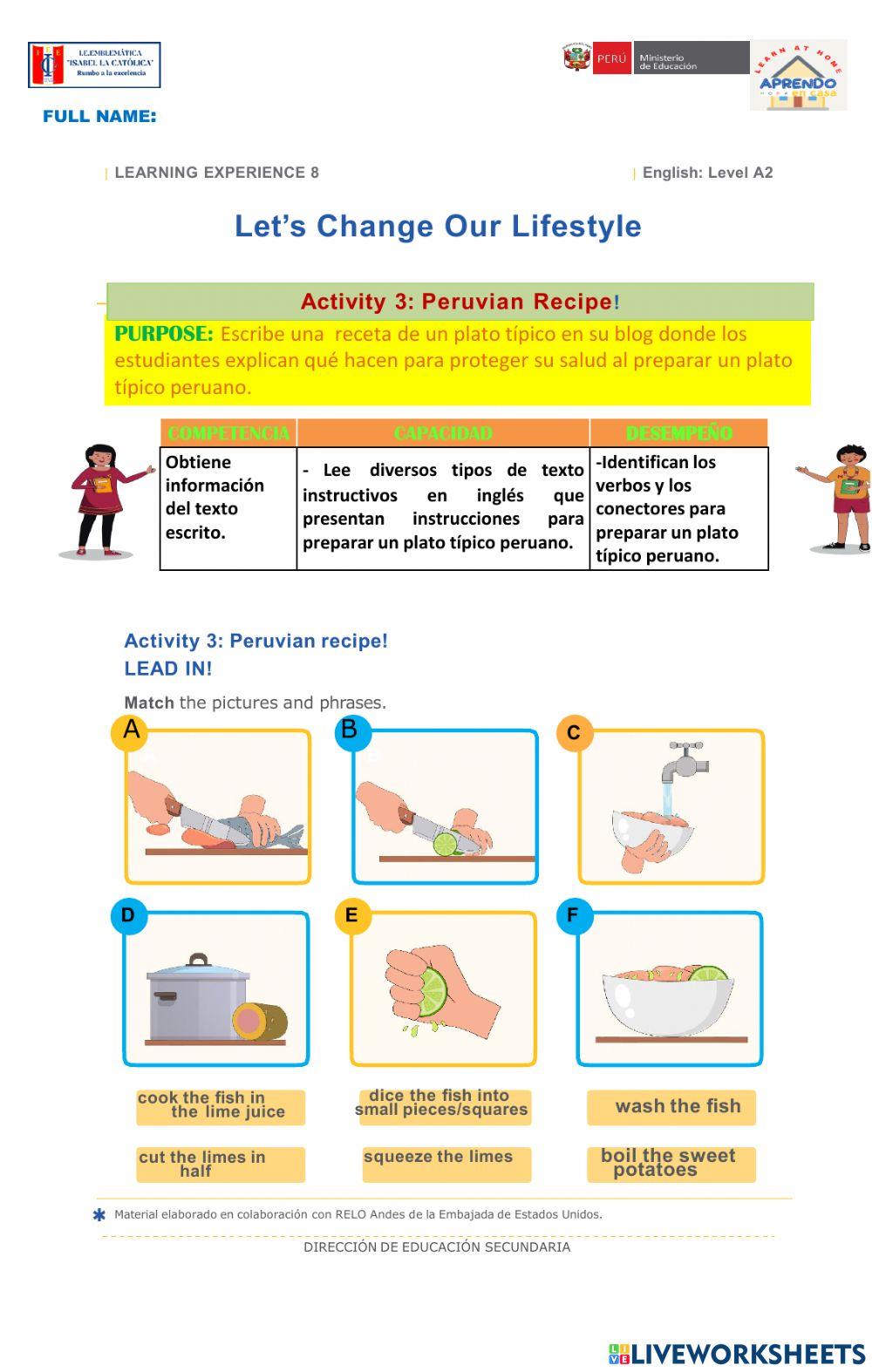 A peruvian Recipe- Activity 3