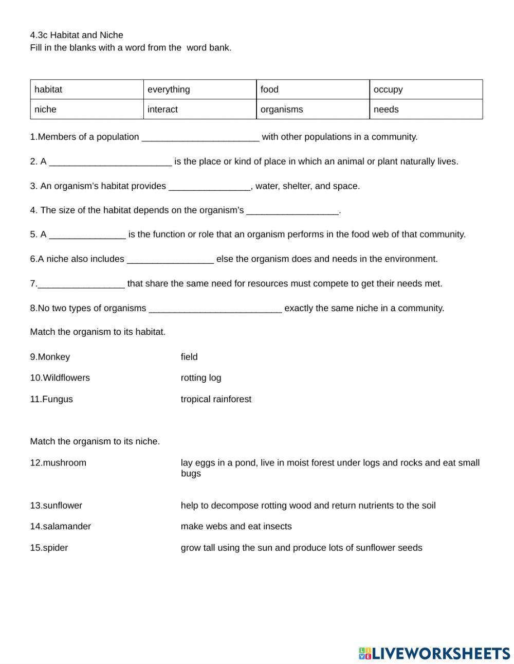 4.3c Habitat and Niche