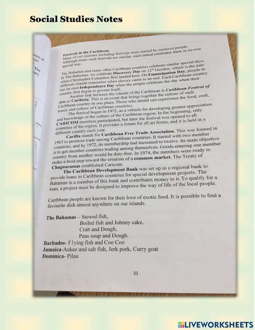 Links with the caribbean notes