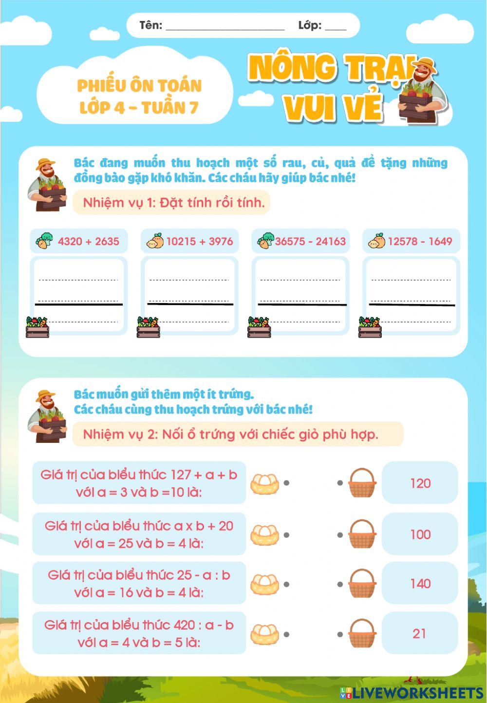 Cuối tuần 7-Toán