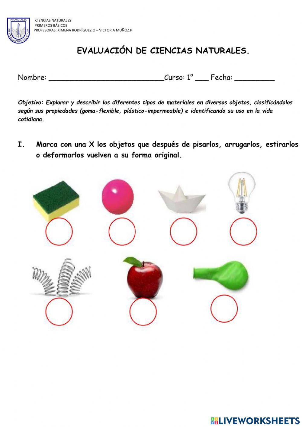 Evaluación de clasificación de materiales.