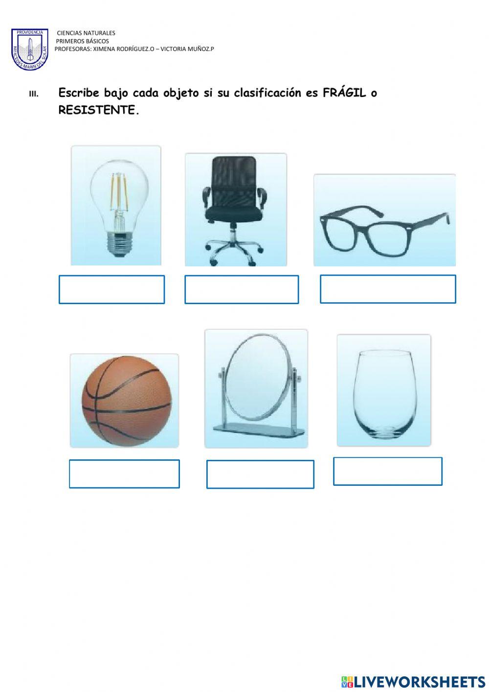 Evaluación de clasificación de materiales.