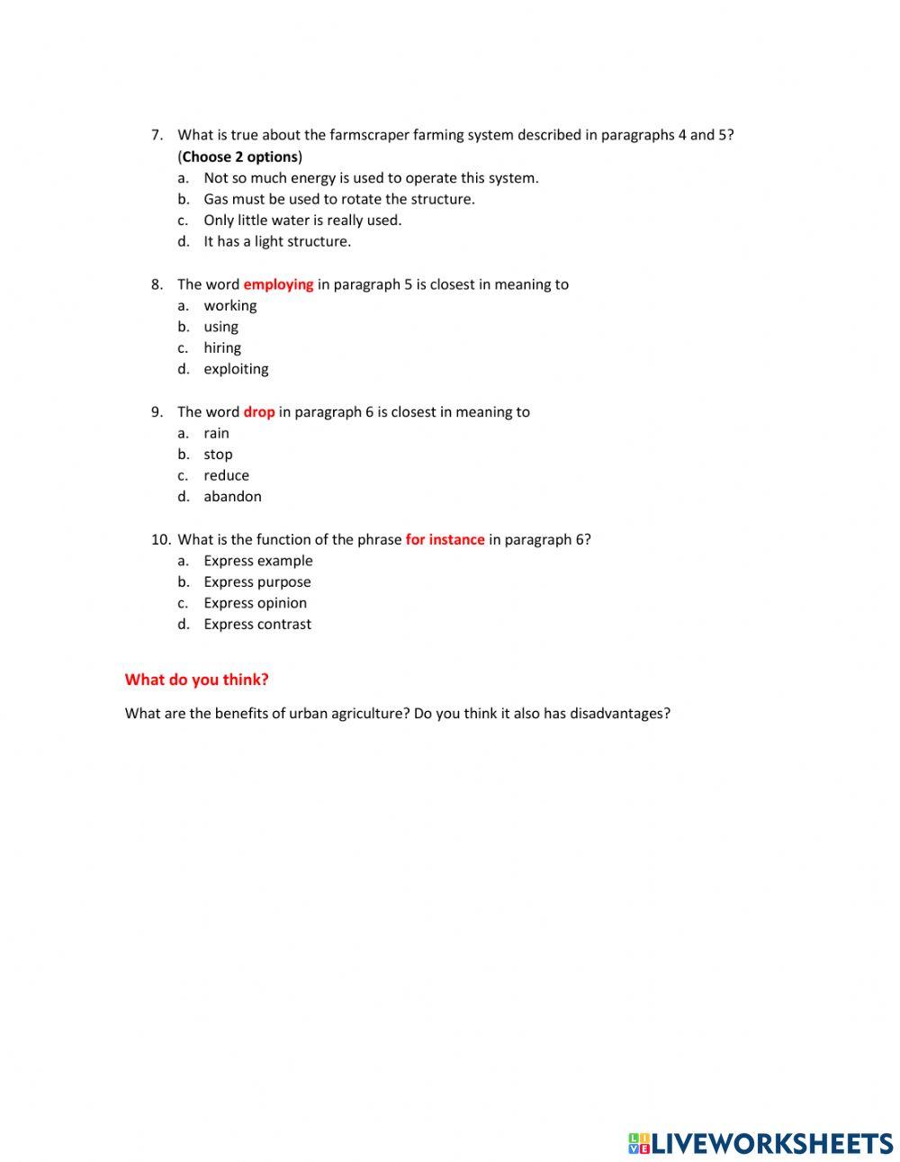 Unit 3 Reading 1 Farmscrapers