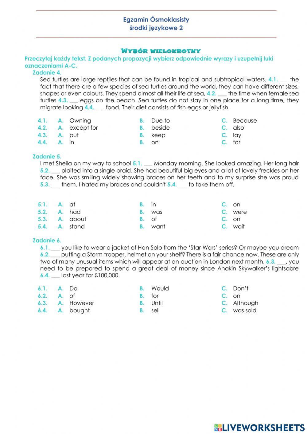 E8 Środki językowe - wybór wielokrotny 2