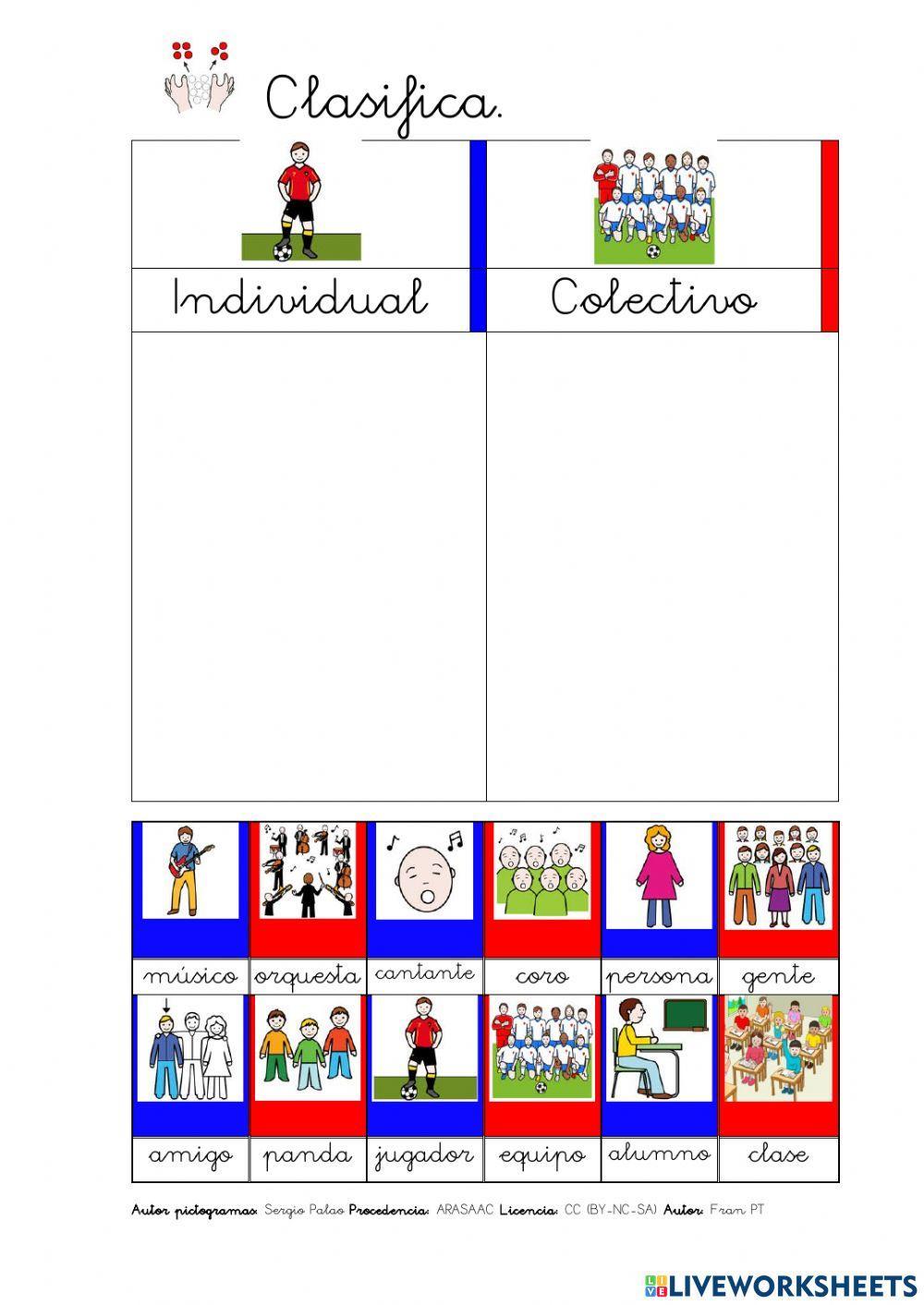 Sustantivos individuales y colectivos. (color)