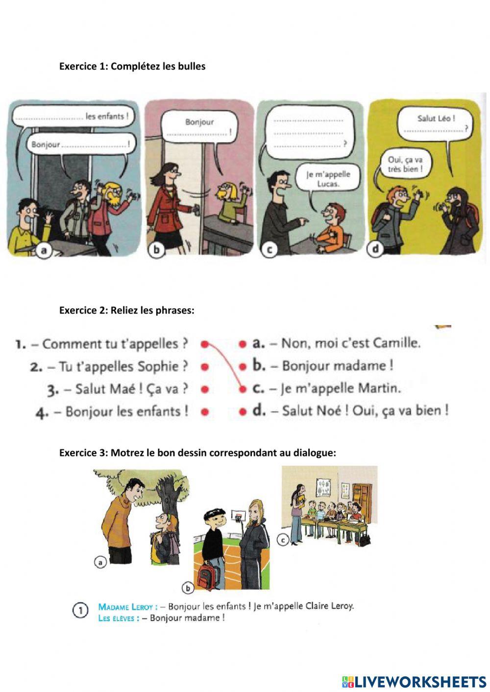 Révision (L'utilisation des verbes Être, S'appeler et Venir de, La manière de salutation)