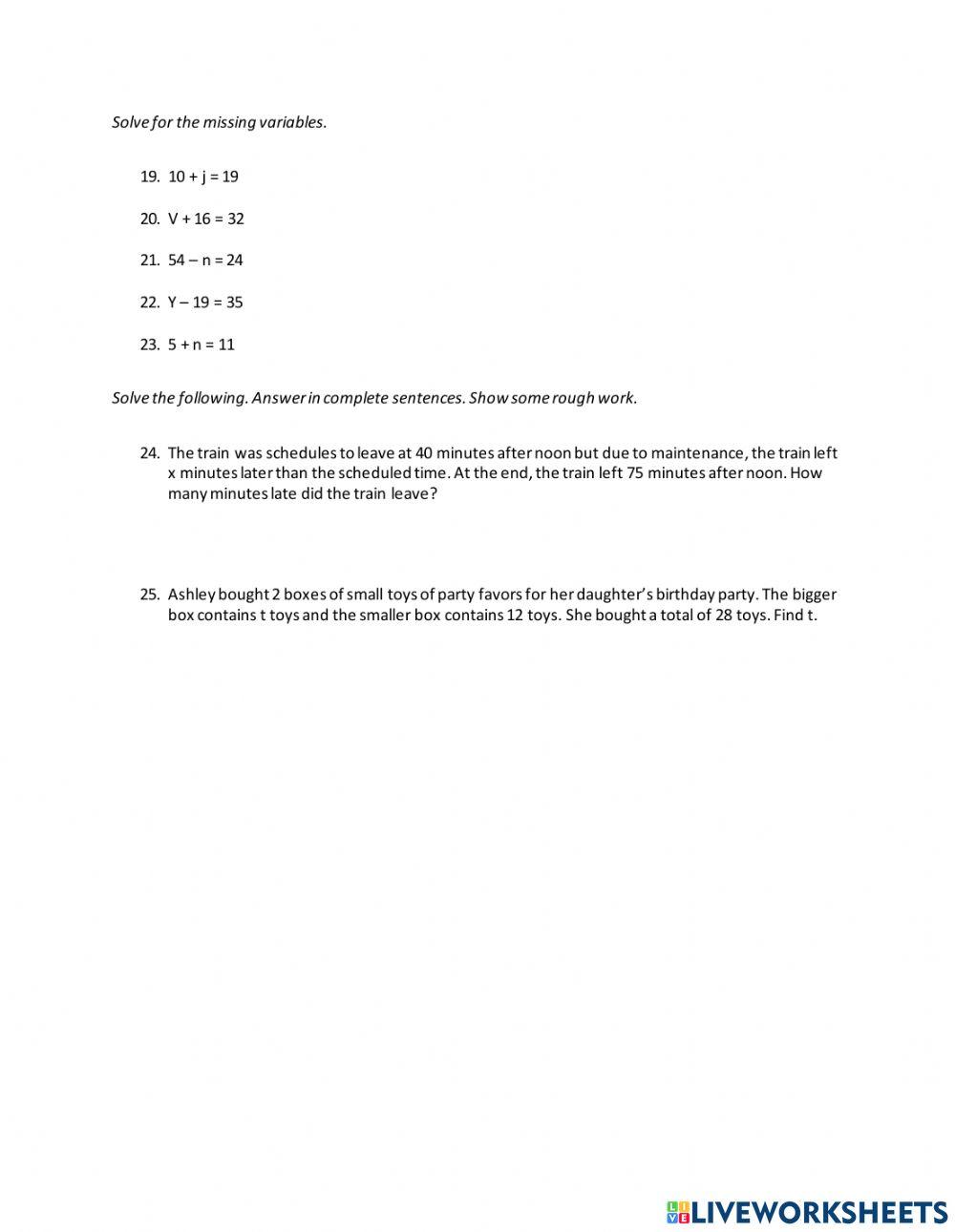 Adding and Subtracting Unit Test