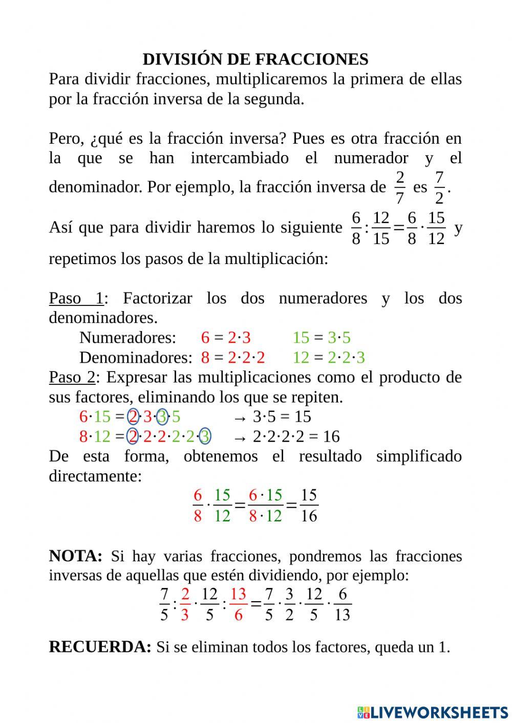 División de fracciones
