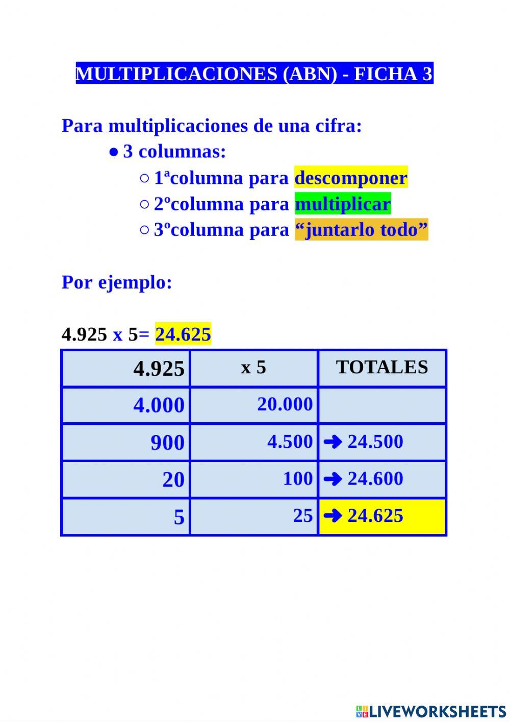 Multiplicaciones una cifra abn