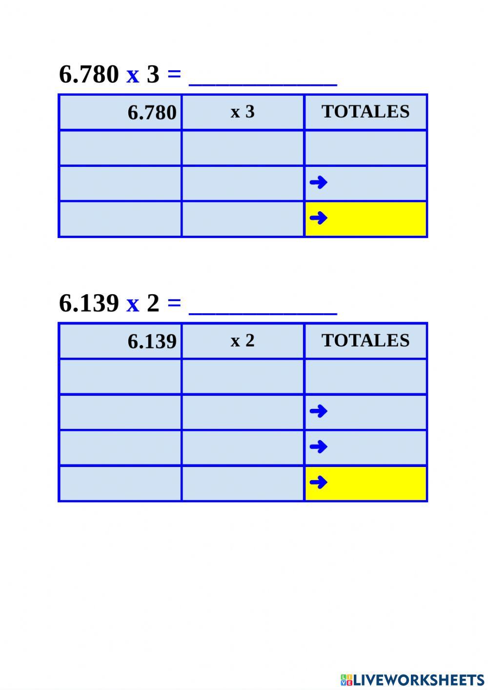 Multiplicaciones una cifra abn