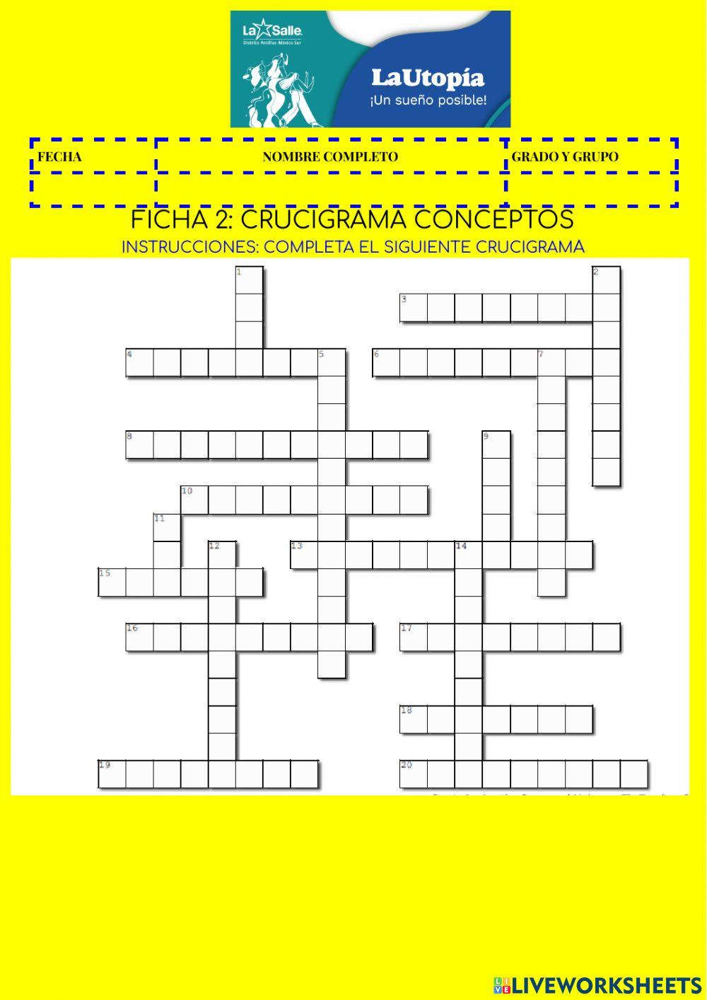Crucigrama conceptos 2° 1er trimestre