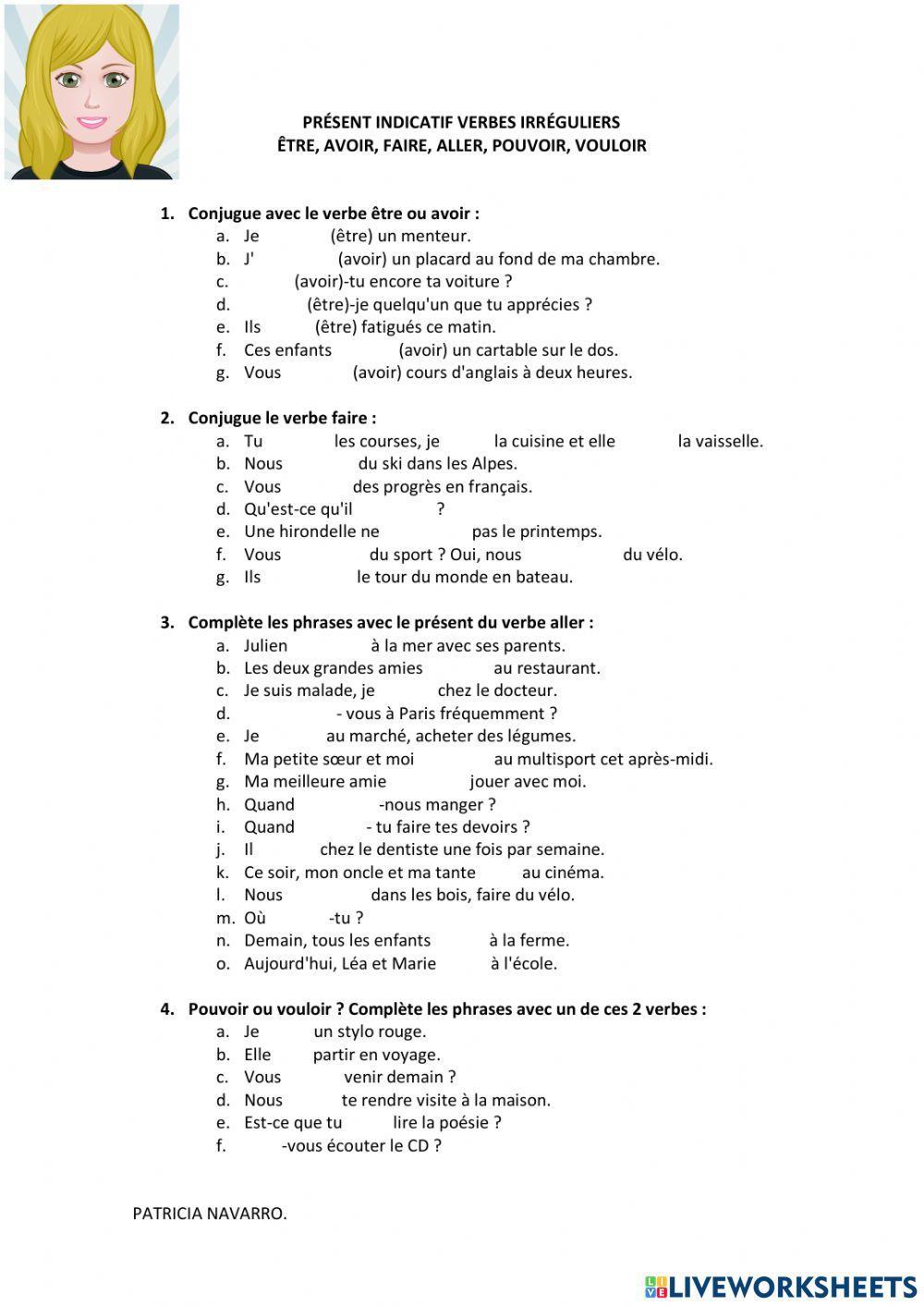 Verbes irréguliers au présent